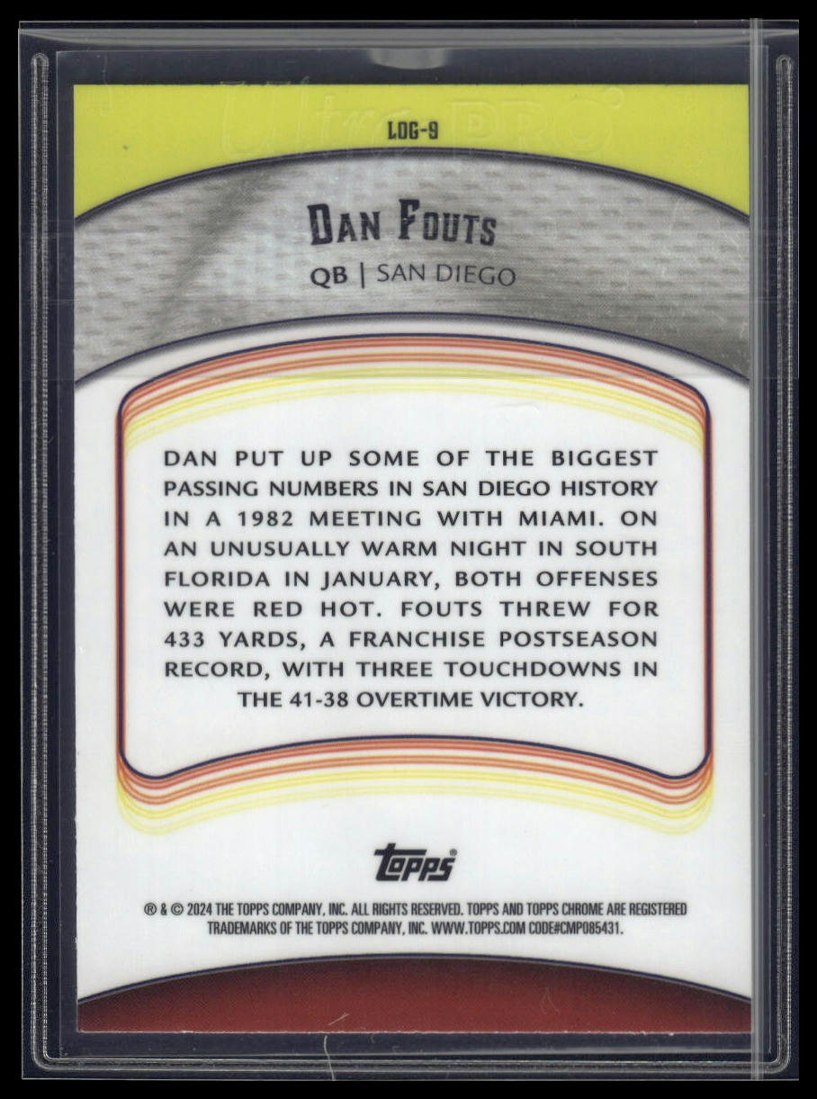 2024 Topps Chrome #LOG-9 Dan Fouts Legends of the Gridiron Lazer Refractor