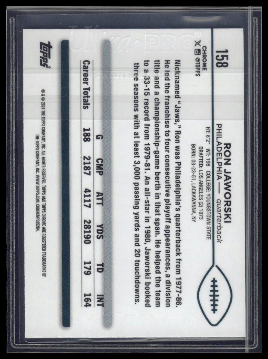 2024 Topps Chrome #158 Ron Jaworski Magenta Refractor #/399