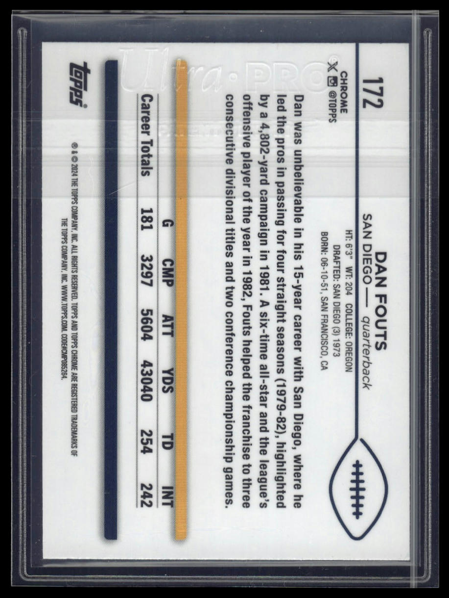 2024 Topps Chrome #172 Dan Fouts Magenta Refractor #/399