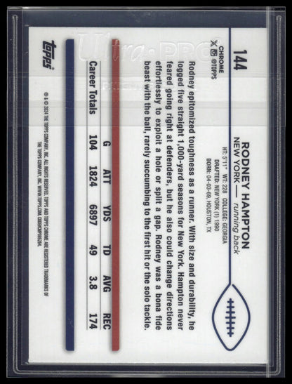 2024 Topps Chrome #144 Rodney Hampton Blue Refractor #/150