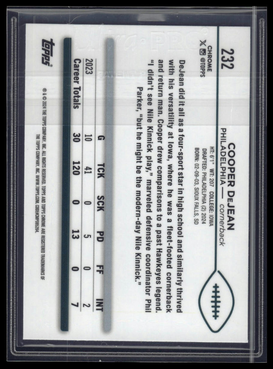 2024 Topps Chrome #232 Cooper DeJean