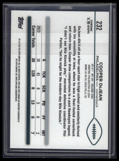 2024 Topps Chrome #232 Cooper DeJean