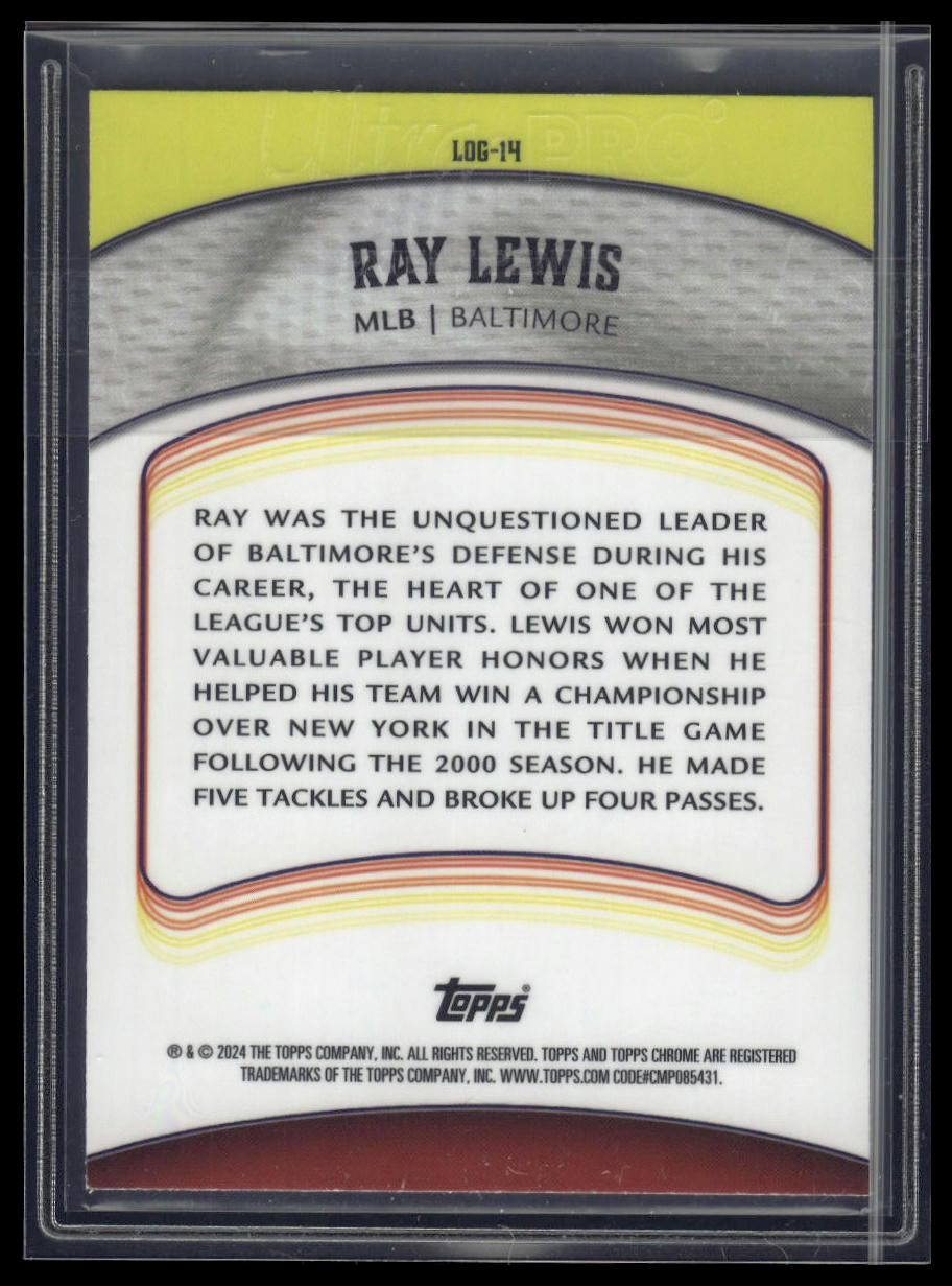 2024 Topps Chrome #LOG-14 Ray Lewis Legends of the Gridiron Green Refractor #/99