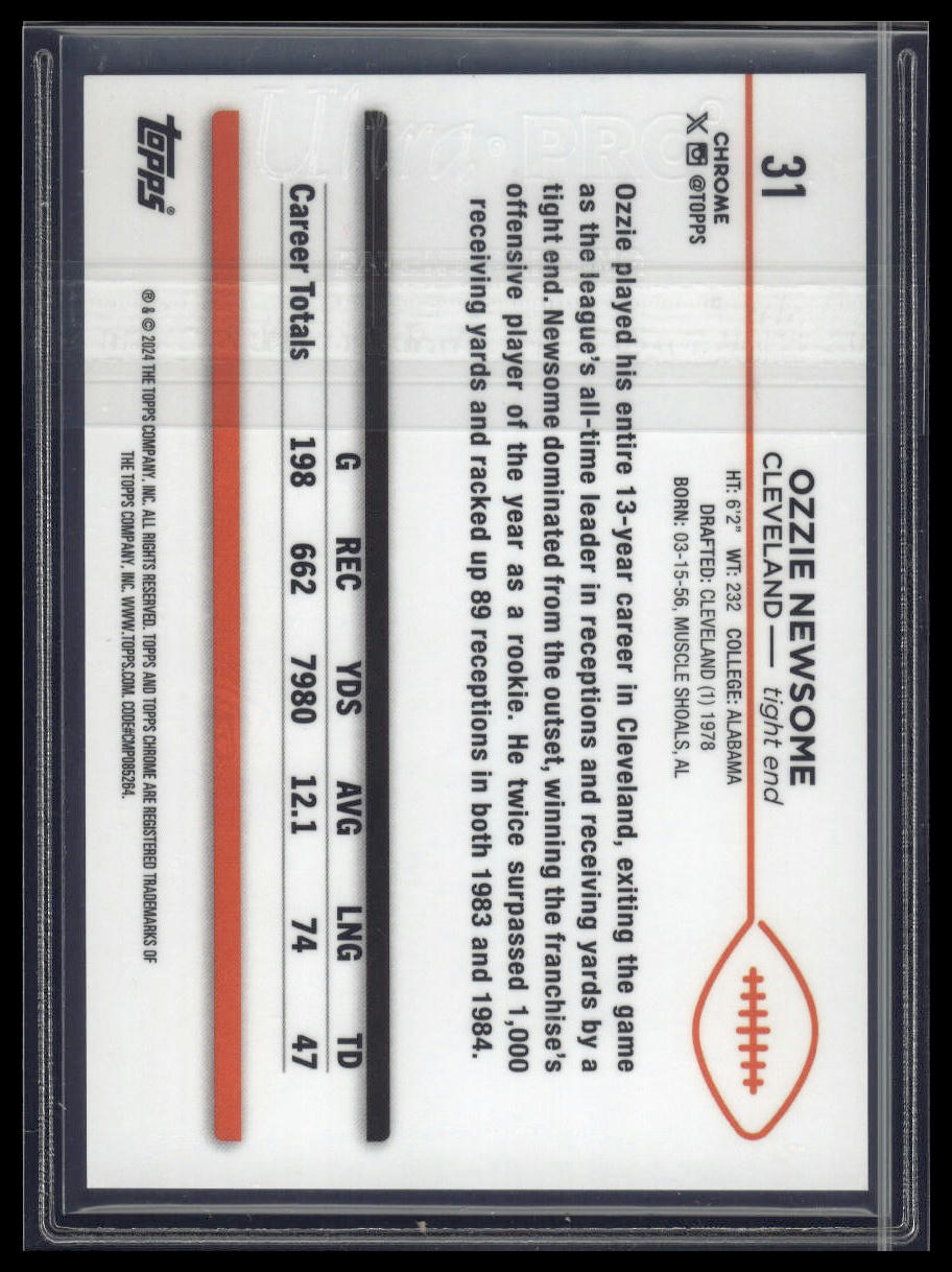 2024 Topps Chrome #31 Ozzie Newsome White Refractor #/15