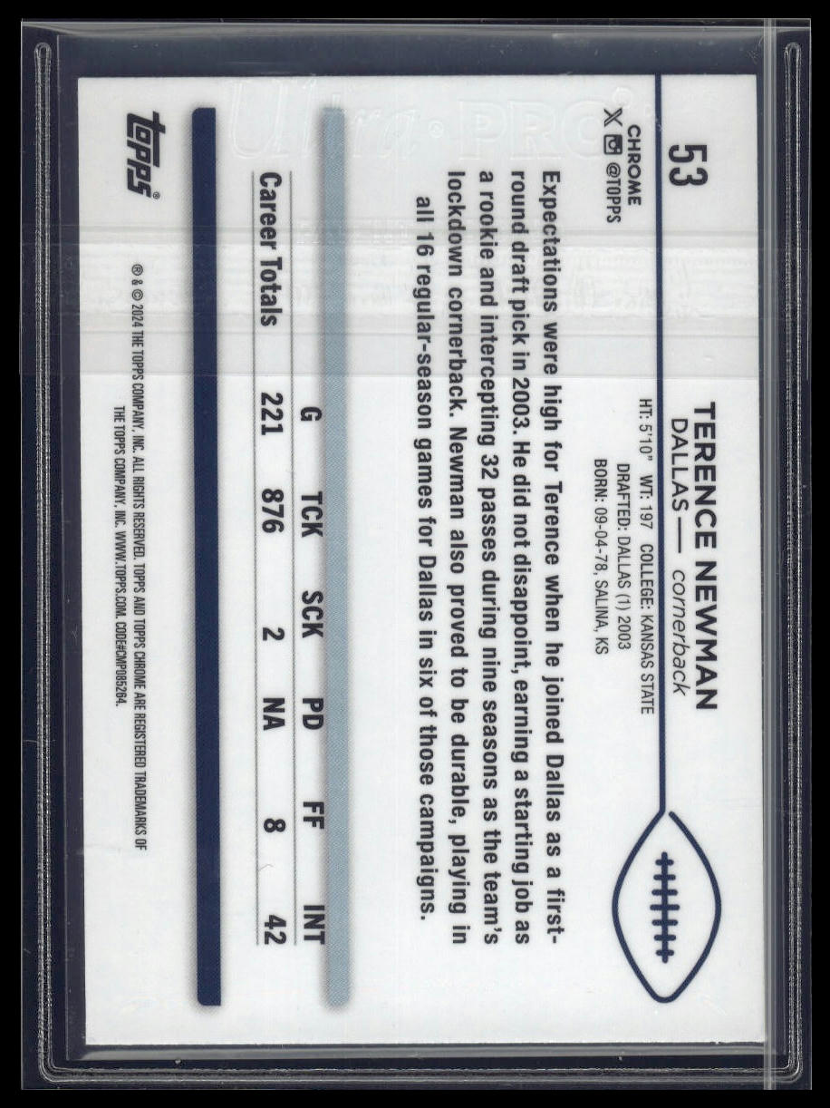 2024 Topps Chrome #53 Terence Newman Green Geometric Refractor #/99