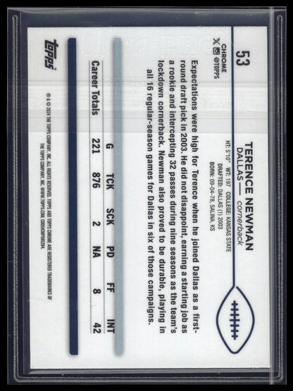 2024 Topps Chrome #53 Terence Newman Green Geometric Refractor #/99