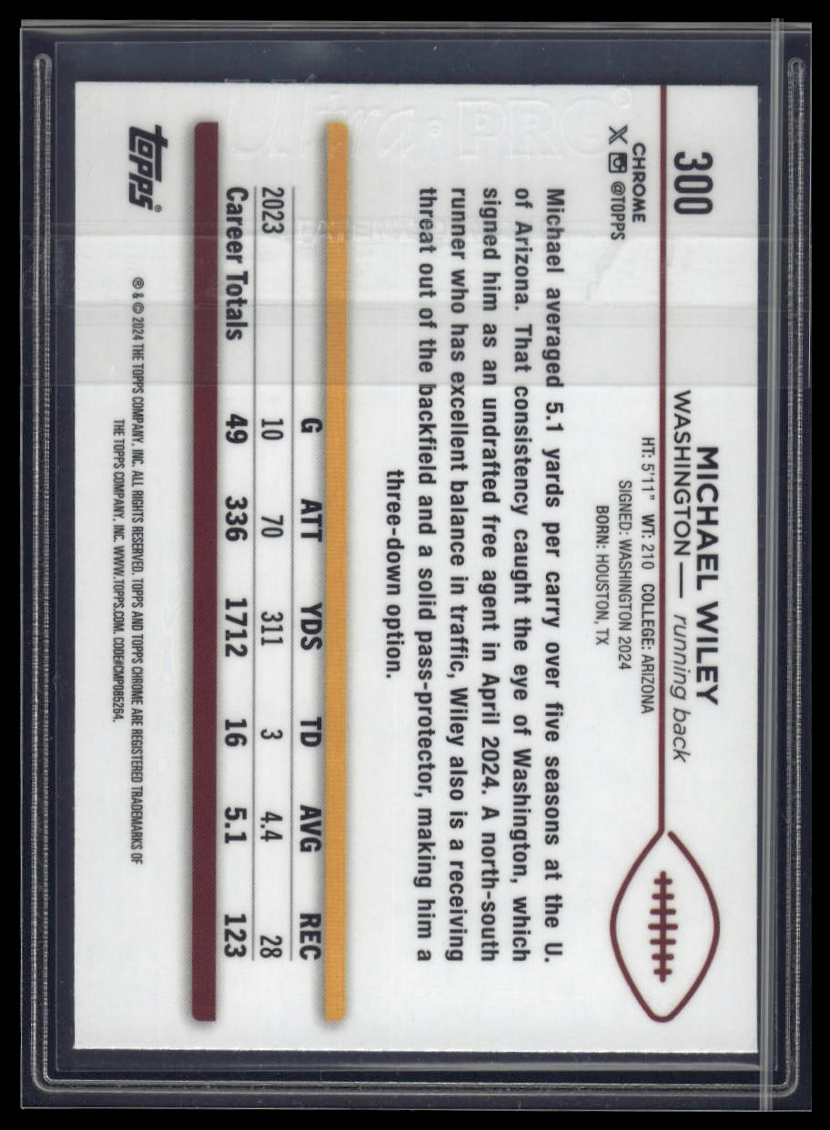 2024 Topps Chrome #300 Michael Wiley Purple Refractor #/275