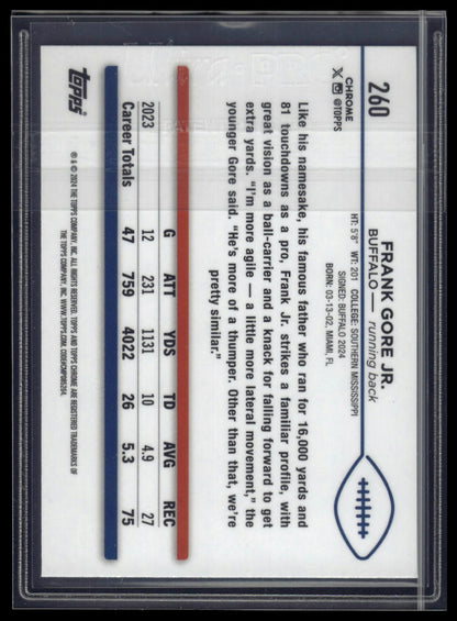 2024 Topps Chrome #260 Frank Gore Jr. Aqua Refractor #/199