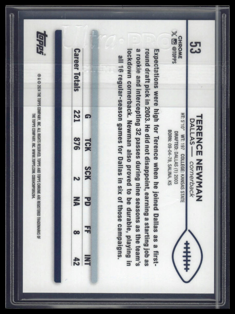 2024 Topps Chrome #53 Terence Newman White Refractor #/15