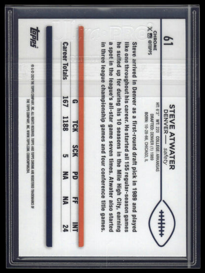 2024 Topps Chrome #61 Steve Atwater Green Geometric Refractor #/99