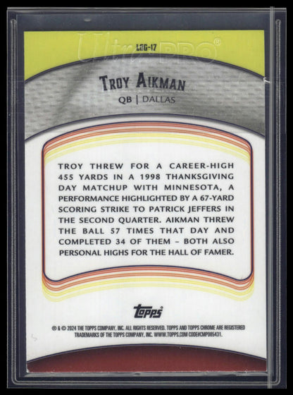 2024 Topps Chrome Troy Aikman Legends of the Gridiron Green #/99