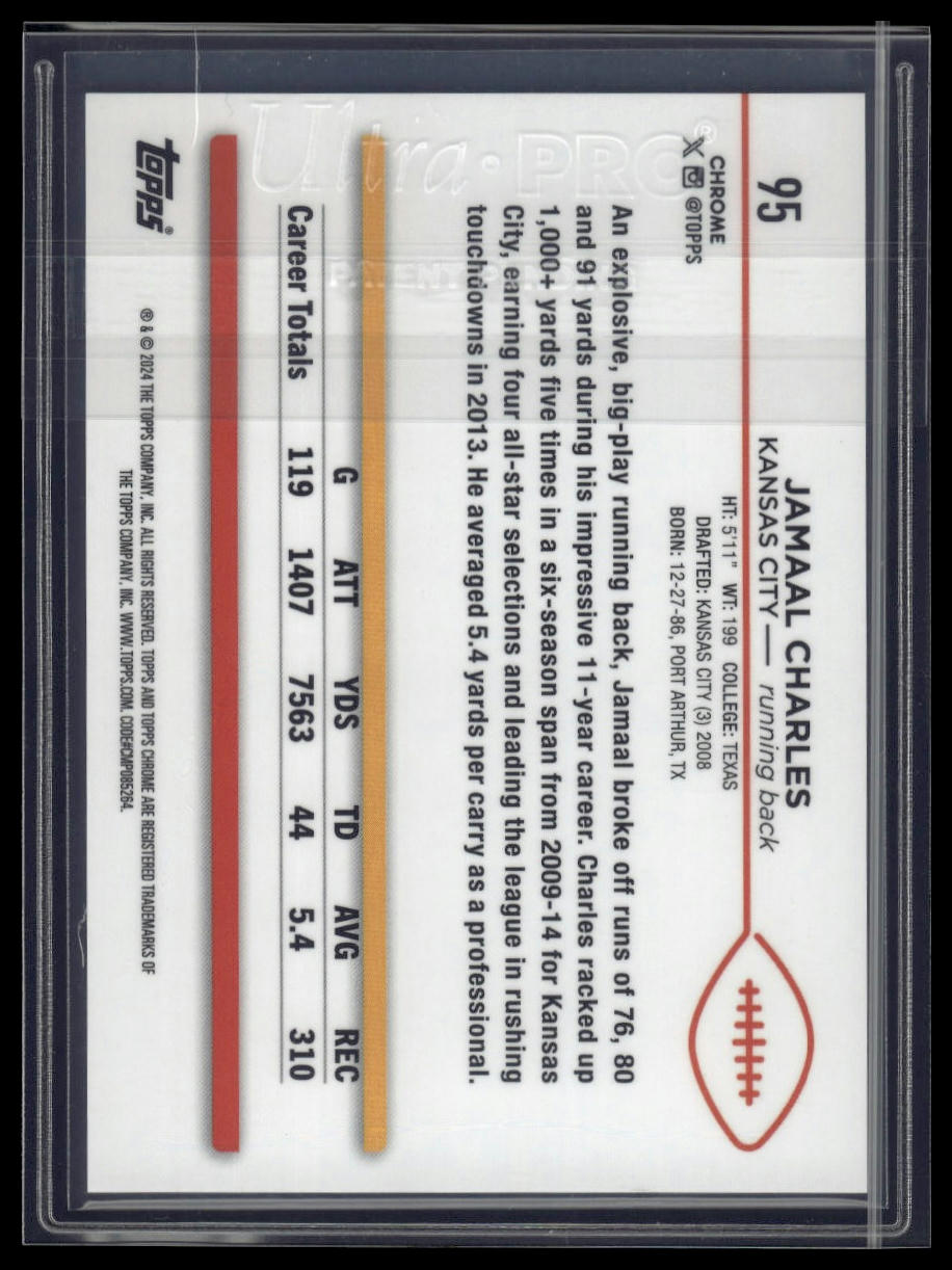 2024 Topps Chrome #95 Jamaal Charles Orange Wave Refractor #/25