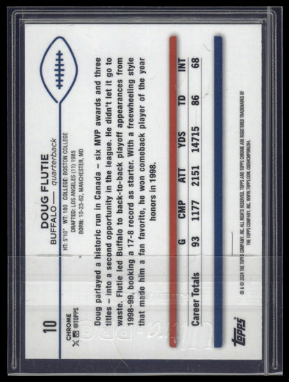 2024 Topps Chrome #10 Doug Flutie Magenta Speckle Refractor #/399