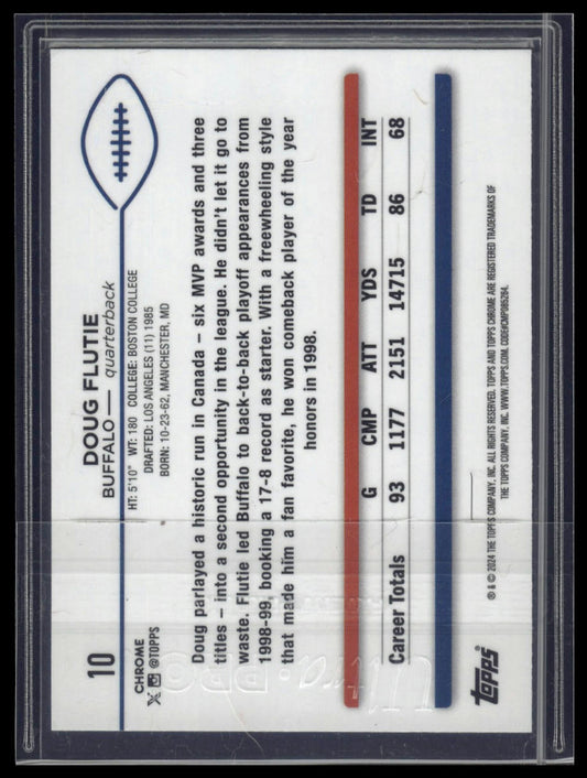 2024 Topps Chrome #10 Doug Flutie Magenta Speckle Refractor #/399