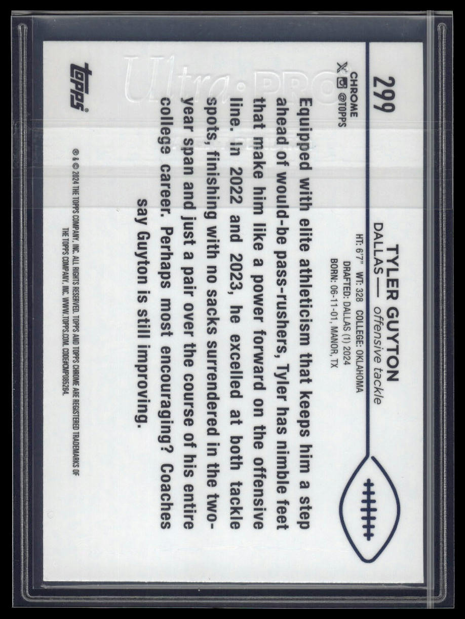 2024 Topps Chrome #299 Tyler Guyton Yellow Geometric Refractor #/75