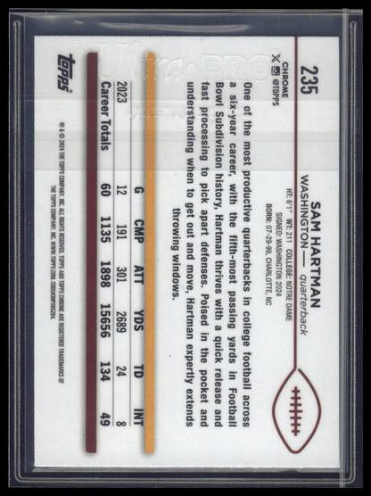 2024 Topps Chrome #235 Sam Hartman Teal Refractor #/250