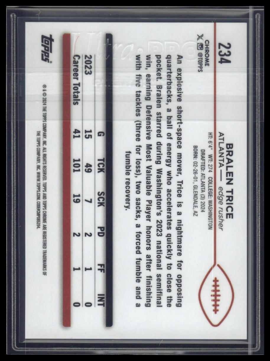 2024 Topps Chrome #234 Bralen Trice Gold Refractor #/50