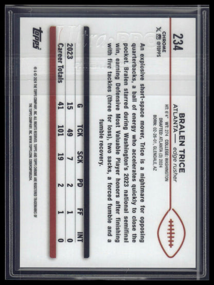 2024 Topps Chrome #234 Bralen Trice Gold Refractor #/50