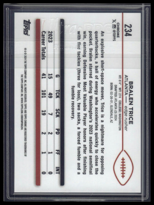 2024 Topps Chrome #234 Bralen Trice Gold Refractor #/50