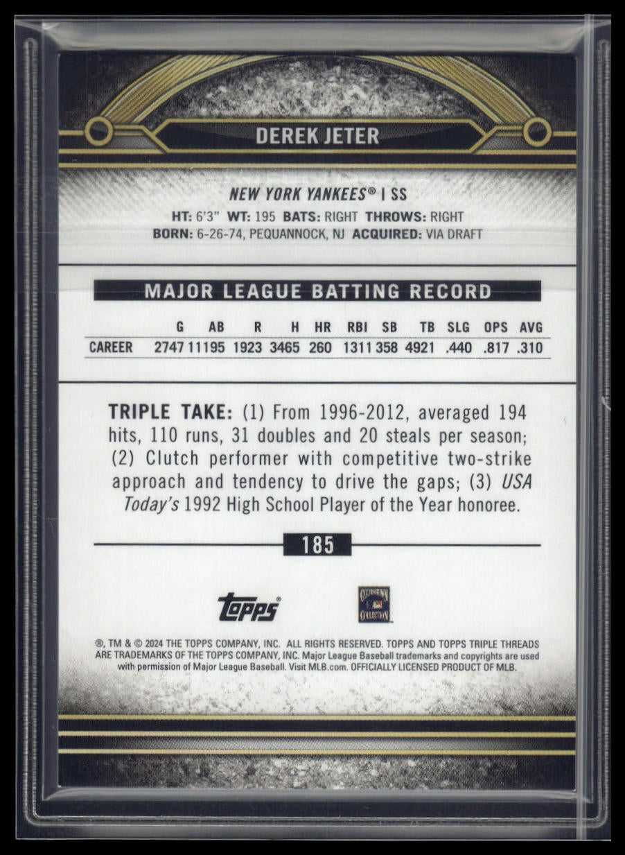 2024 Topps Triple Threads #185 Derek Jeter Amber #/199
