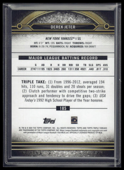 2024 Topps Triple Threads #185 Derek Jeter Amber #/199