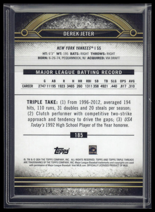 2024 Topps Triple Threads #185 Derek Jeter Amber #/199