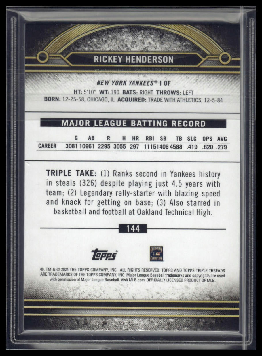 2024 Topps Triple Threads #144 Rickey Henderson Tourmaline #/125