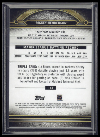 2024 Topps Triple Threads #144 Rickey Henderson Tourmaline #/125