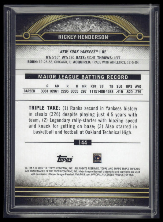 2024 Topps Triple Threads #144 Rickey Henderson Tourmaline #/125