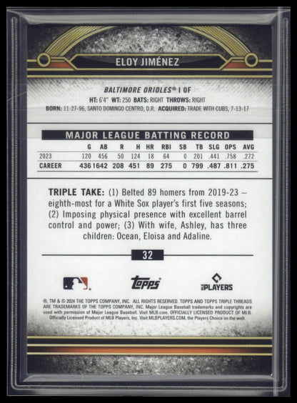 2024 Topps Triple Threads #32 Eloy Jiménez Onyx #/50