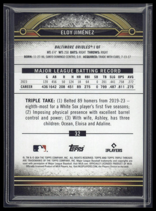 2024 Topps Triple Threads #32 Eloy Jiménez Onyx #/50