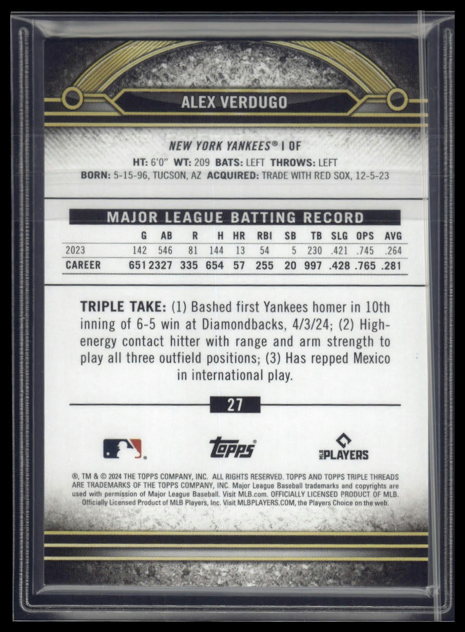 2024 Topps Triple Threads #27 Alex Verdugo Sapphire #/25