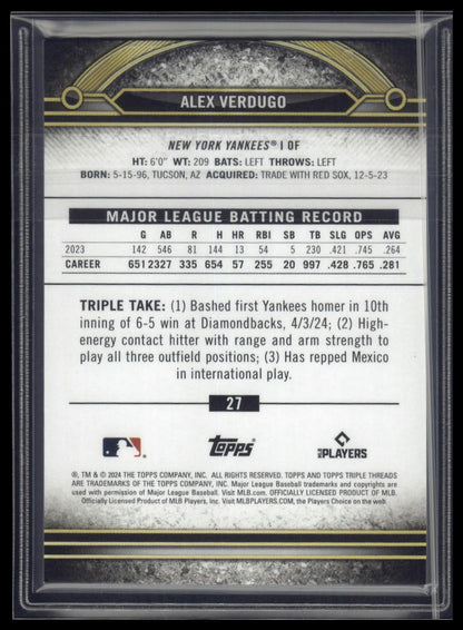 2024 Topps Triple Threads #27 Alex Verdugo Sapphire #/25