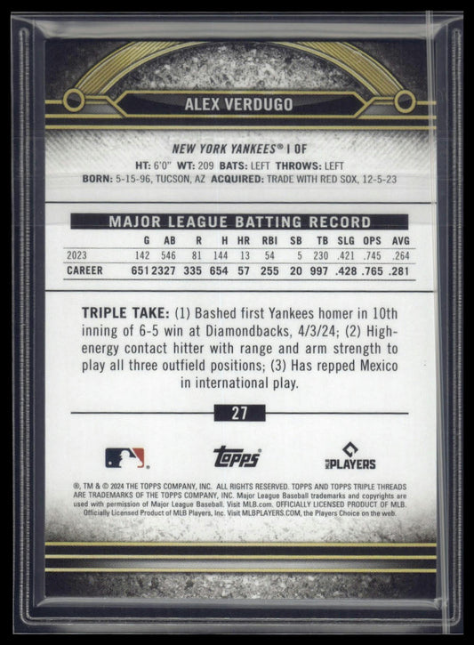 2024 Topps Triple Threads #27 Alex Verdugo Sapphire #/25