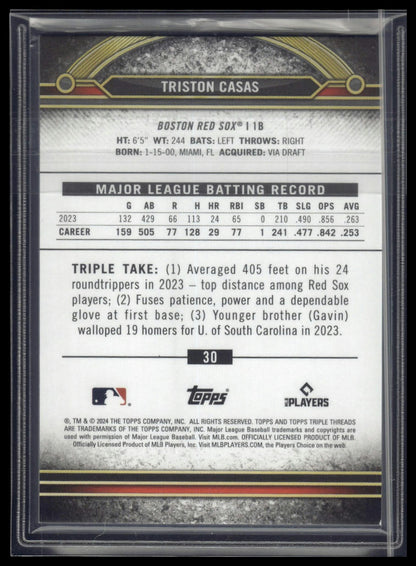 2024 Topps Triple Threads #30 Triston Casas Aquamarine #/149