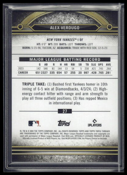 2024 Topps Triple Threads #27 Alex Verdugo Amber #/199