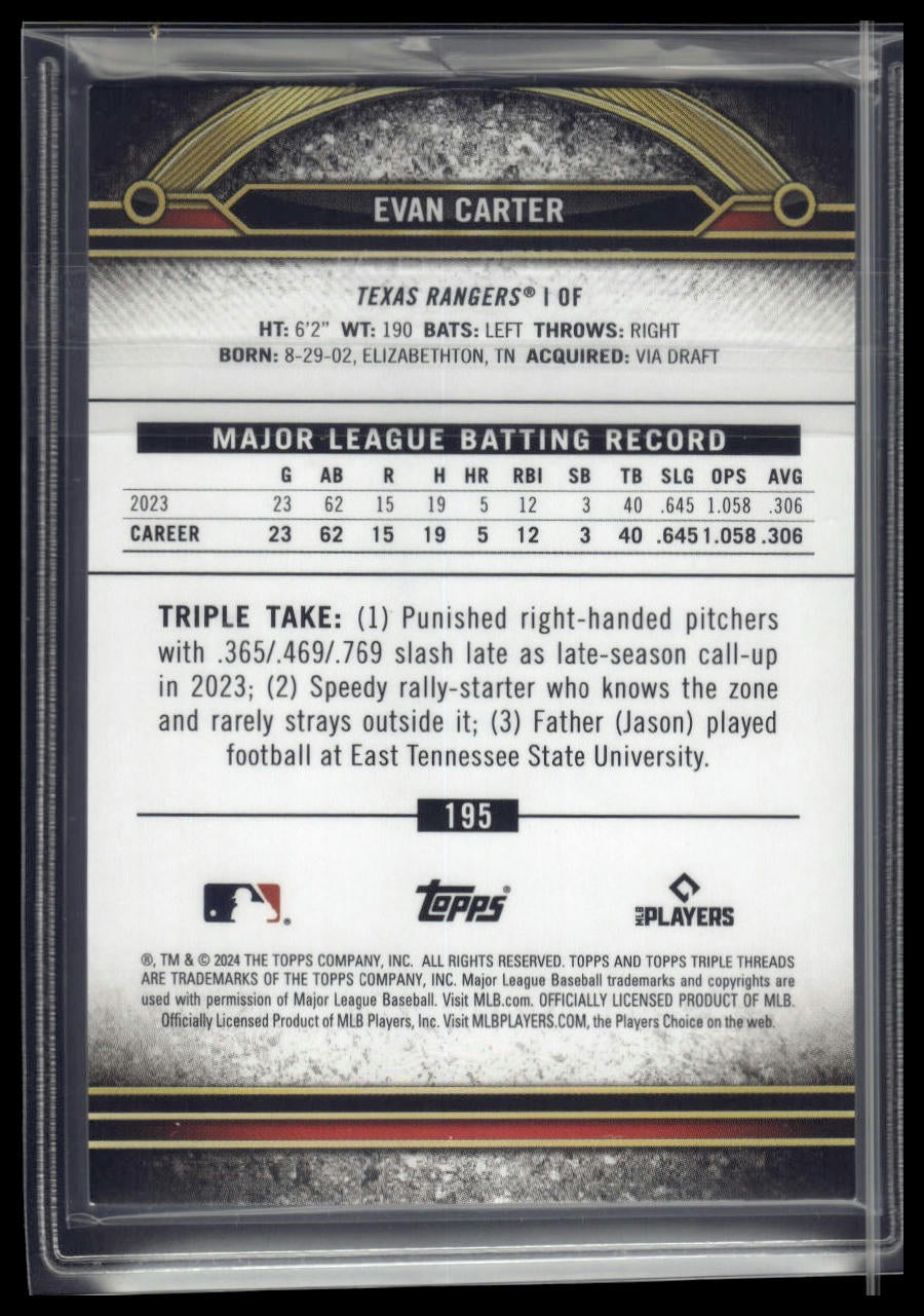 2024 Topps Triple Threads #195 Evan Carter Citrine #/75