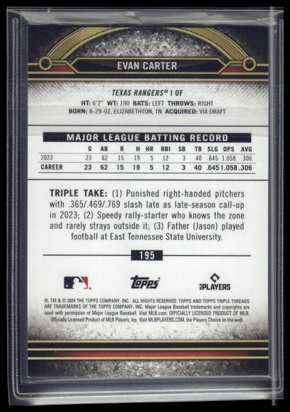 2024 Topps Triple Threads #195 Evan Carter Citrine #/75