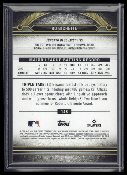 2024 Topps Triple Threads #148 Bo Bichette Tourmaline #/125