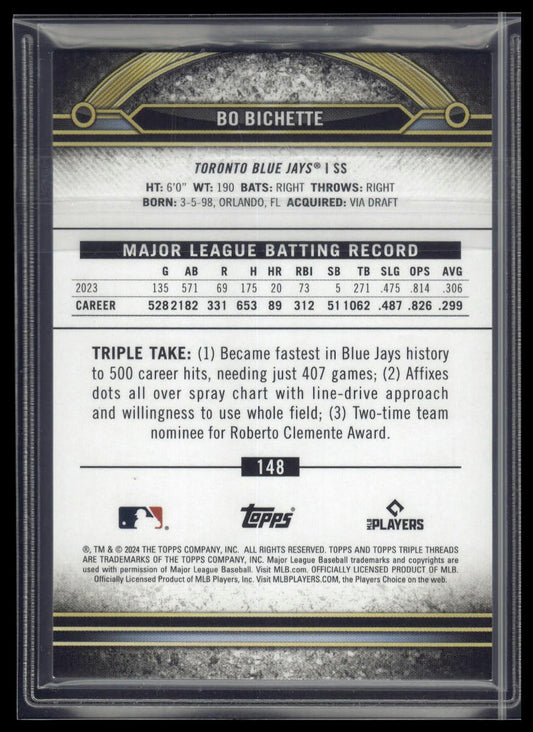 2024 Topps Triple Threads #148 Bo Bichette Tourmaline #/125