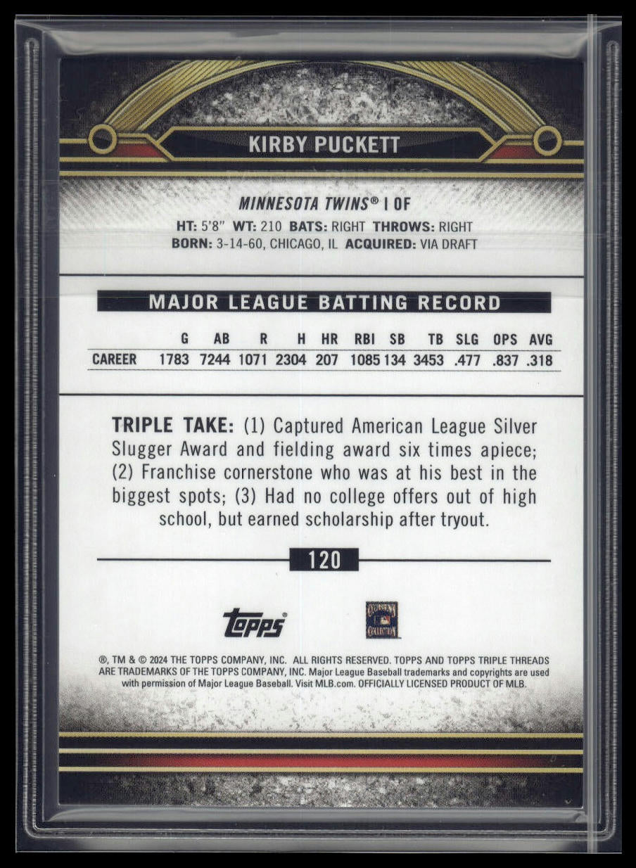 2024 Topps Triple Threads #120 Kirby Puckett Amber #/199
