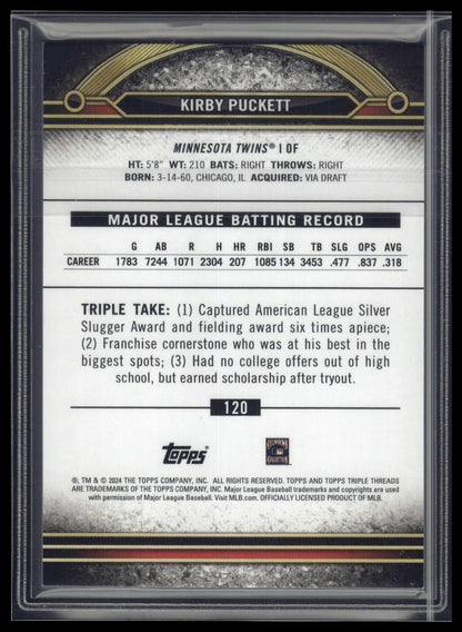 2024 Topps Triple Threads #120 Kirby Puckett Amber #/199