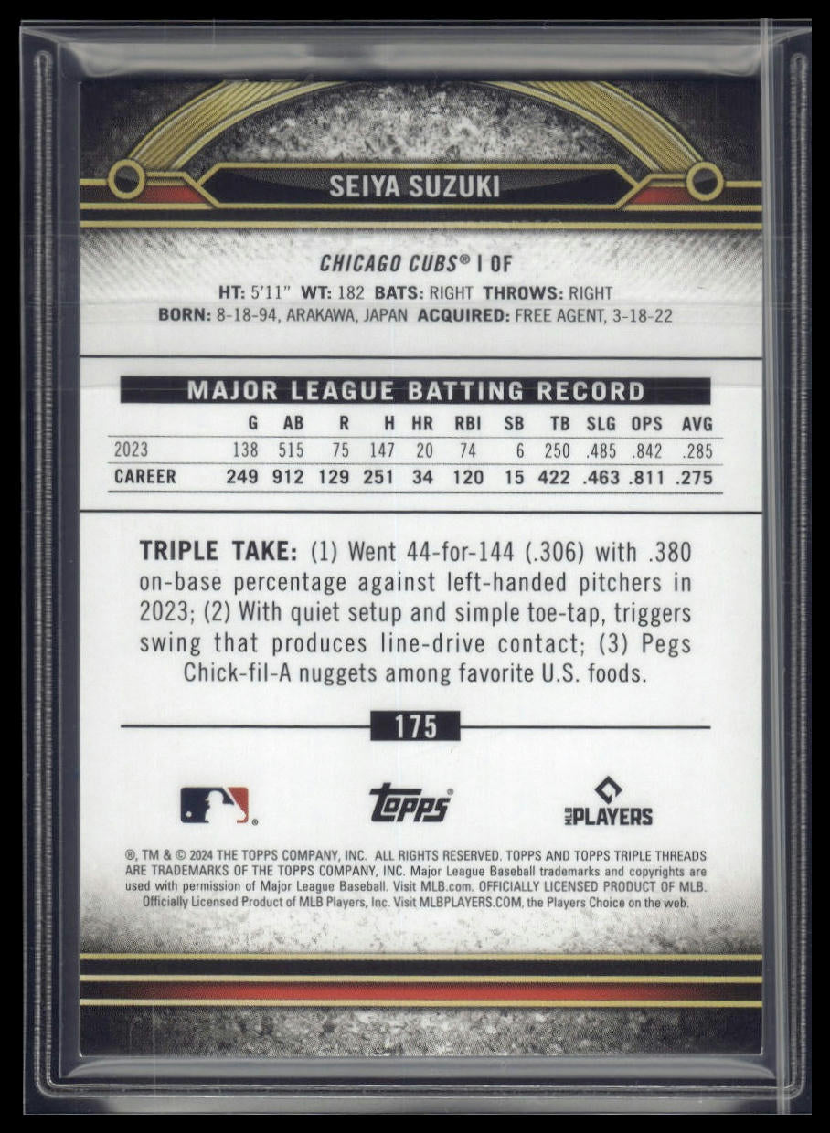 2024 Topps Triple Threads #175 Seiya Suzuki Citrine #/75