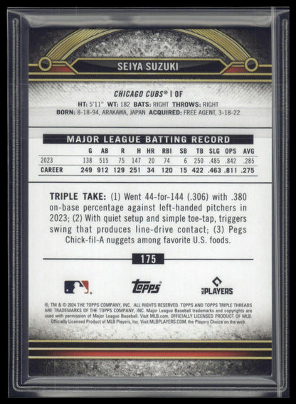 2024 Topps Triple Threads #175 Seiya Suzuki Citrine #/75