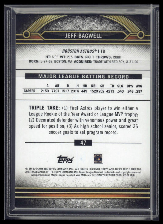 2024 Topps Triple Threads #47 Jeff Bagwell Citrine #/75