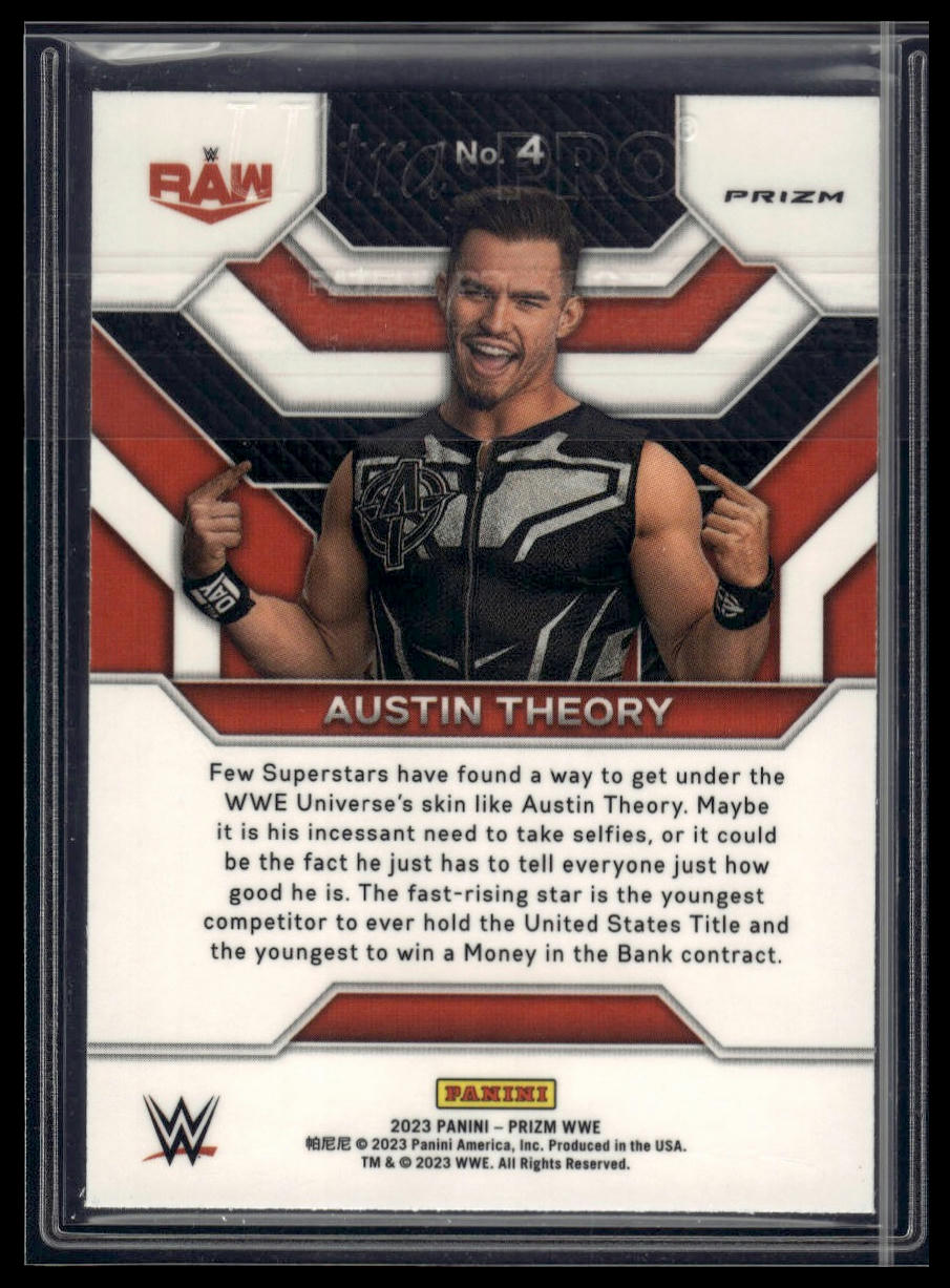 2023 Panini Prizm WWE #4 Austin Theory Top Tier Prizms Under Card