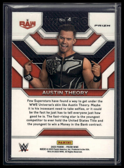 2023 Panini Prizm WWE #4 Austin Theory Top Tier Prizms Under Card