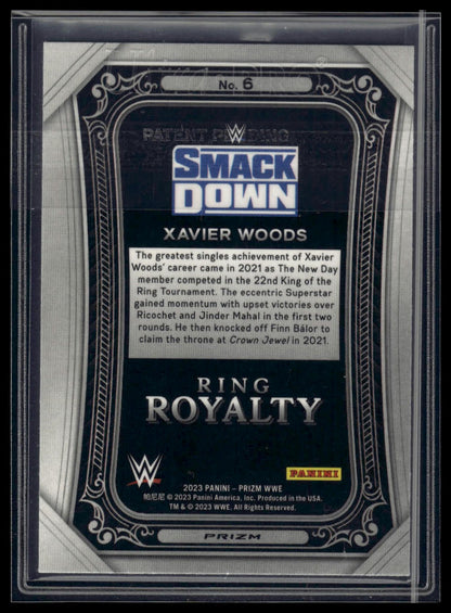 2023 Panini Prizm WWE #6 Xavier Woods Ring Royalty Prizms Under Card