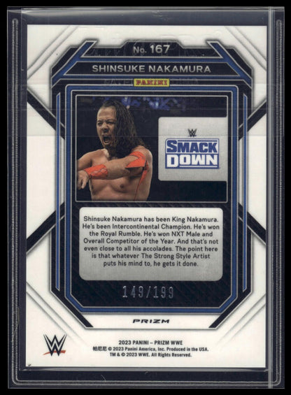 2023 Panini Prizm WWE #167 Shinsuke Nakamura Blue #/199