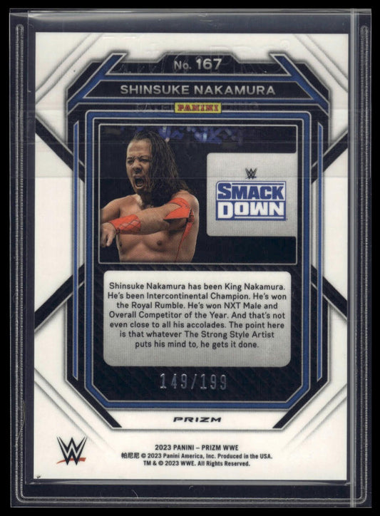 2023 Panini Prizm WWE #167 Shinsuke Nakamura Blue #/199
